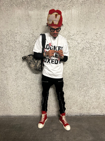 White & Red Oversized "LILWBI" Tee